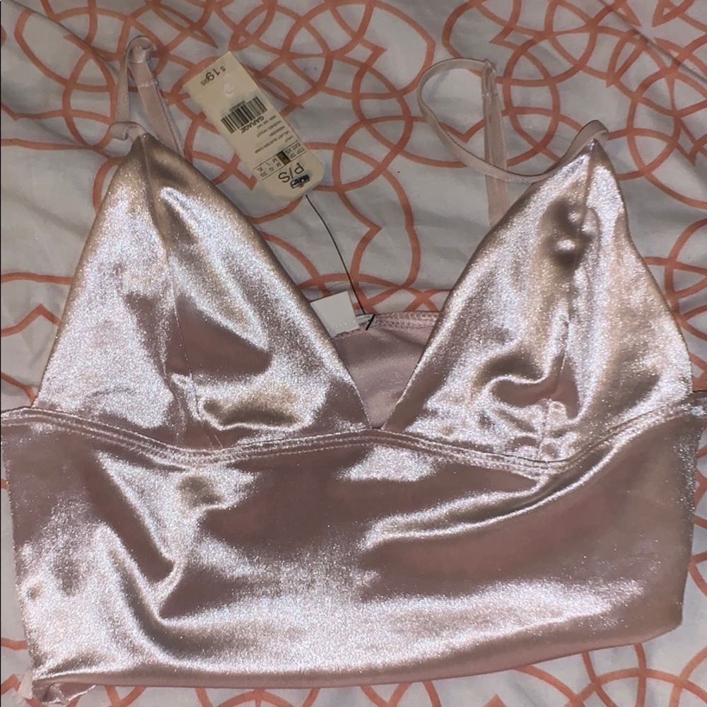 pink blush velvet cropped tank